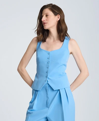 Kenneth Cole Women's Bustier Collarless Vest