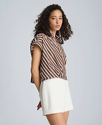 Kenneth Cole Women's Cotton Striped Collared Neck Top