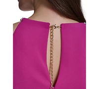 Eliza J Women's Sleeveless Pleated Neck Sheath Dress