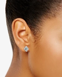 Macy's Swiss Blue Topaz (1/10 ct. t.w.) Clover Glitter Texture Earrings in 14k White Gold