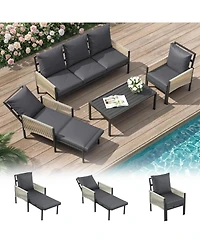 Aecojoy Aluminum Patio Furniture Set 5/4 Seats Outdoor Sectional Couch with Table