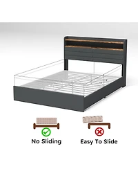 Lucky One Queen Bed Frame with 4 Storage Drawers