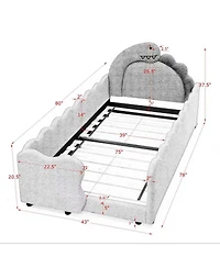 Streamdale Furniture Dino Toddler Bed w/Guardrail, Solid Wood, Boucle