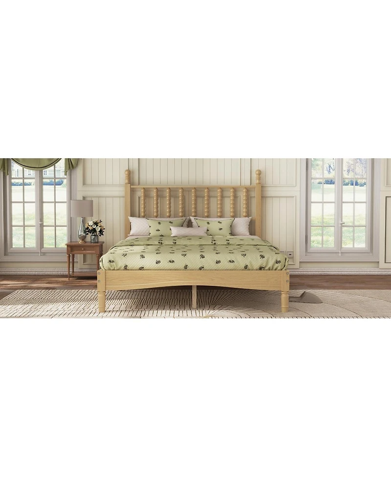 Streamdale Furniture Wood Platform Bed with Gourd Headboard