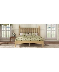 Streamdale Furniture Wood Platform Bed with Gourd Headboard