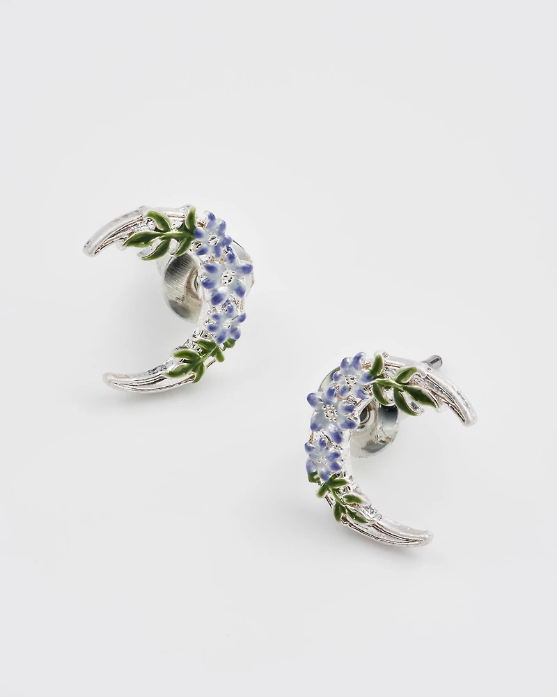 Fable England Nightshade Moon Silver Stud Earrings