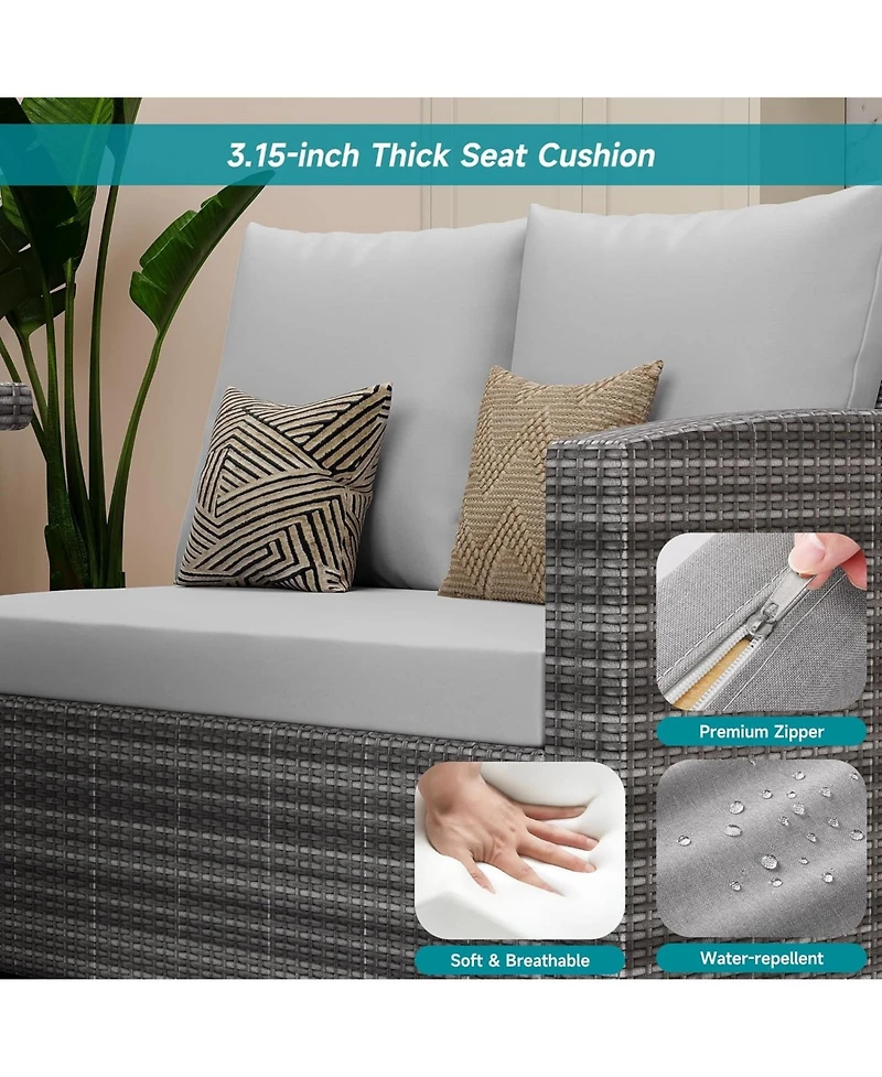 gaomon 7-Piece Outdoor Wicker Sectional Dining Set with Cushions and Storage