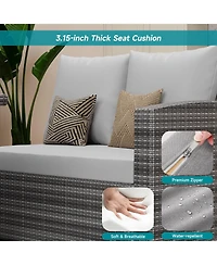 gaomon 7-Piece Outdoor Wicker Sectional Dining Set with Cushions and Storage