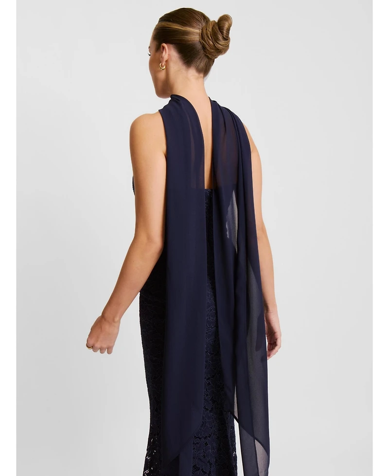 Six Stories Women's Lace Corset Maxi Dress With Neck Scarf