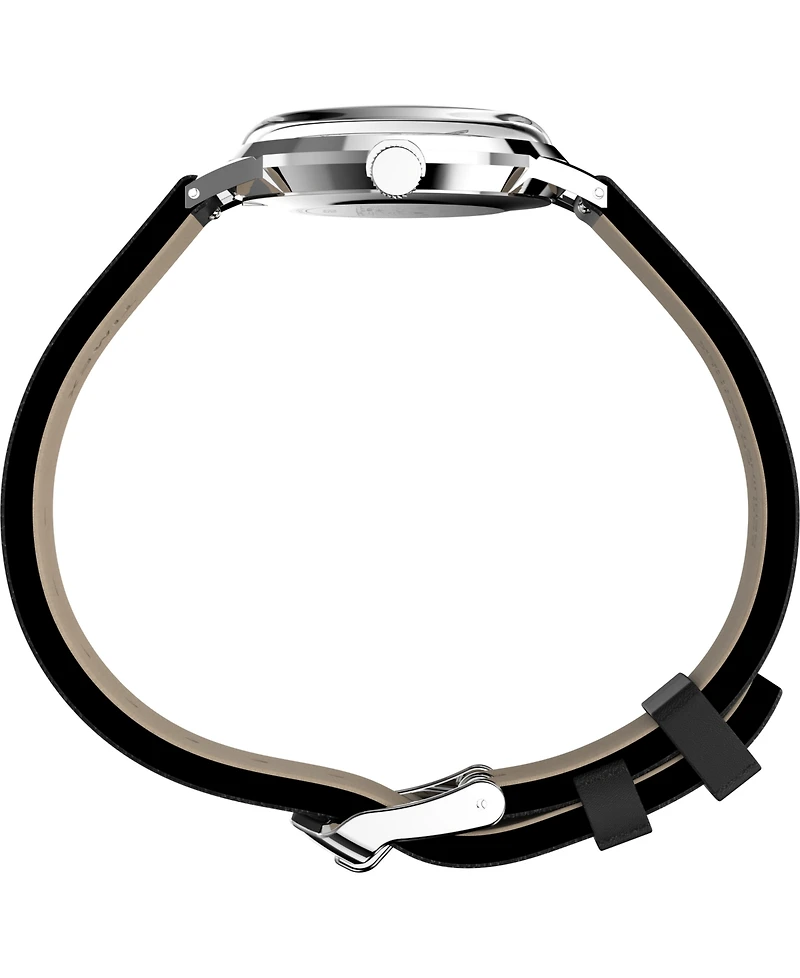 Timex Unisex Quartz Analog Black Leather Watch 38mm