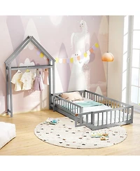 Gouun House Floor Bed with House-shaped Headboard