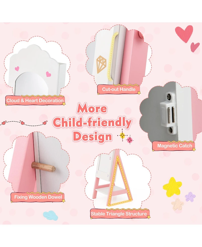 Gouun Kids Jewelry Organizer with Full-Length Mirror, Drawers and Shelves