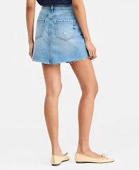 On 34th Women's Mid-Rise Raw-Edge-Hem Mini Denim Skirt, Macy's Exclusive