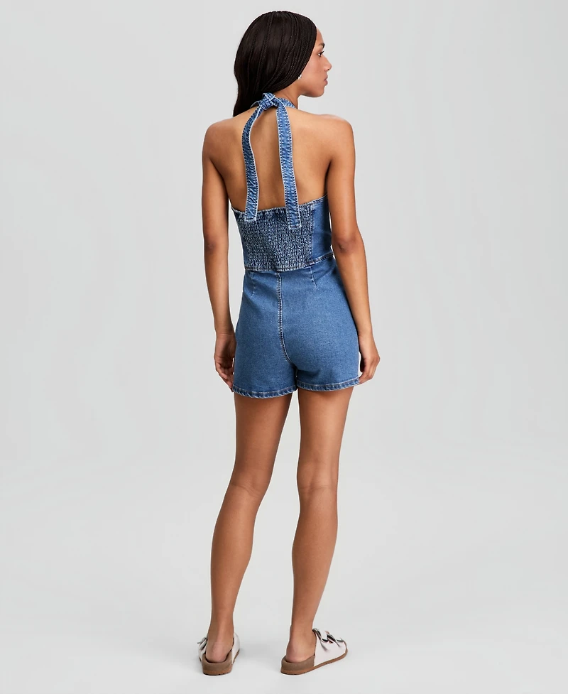 And Now This Women's Denim Halter Romper, Macy's Exclusive