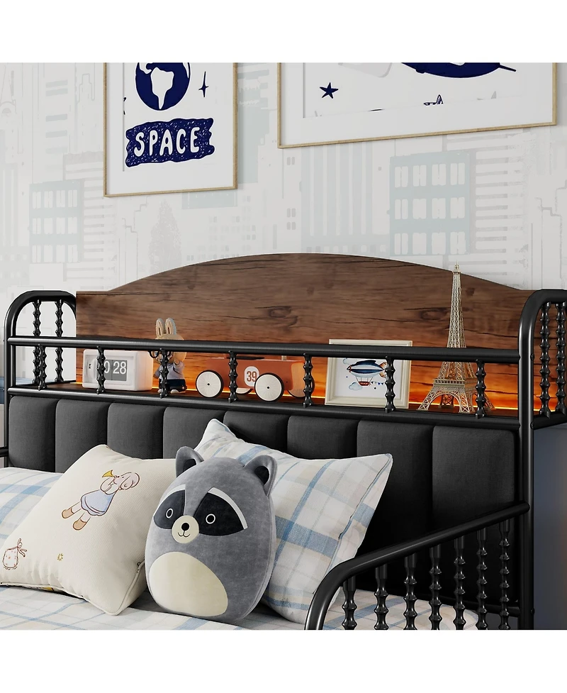 Lucky One Full Size Metal Platform Bed Frame with Light