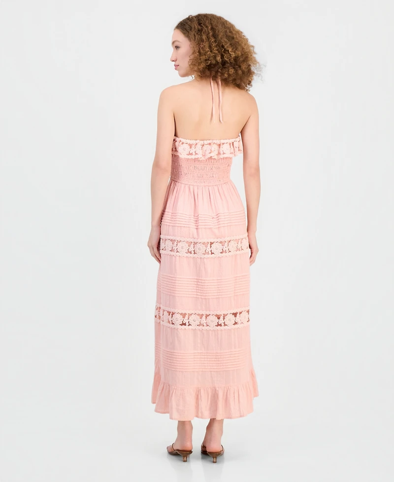 And Now This Women's Cotton Lace-Detail Fit & Flare Maxi Dress, Exclusively at Macy's