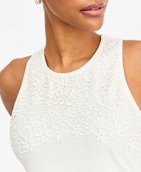 On 34th Women's High-Neck Sleeveless Lace-Trim Tank Top, Macy's Exclusive