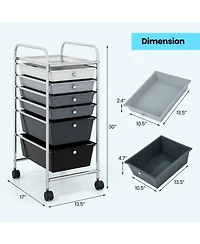 Gouun Compact 6-Drawer Storage Cart on Wheels with Steel Frame