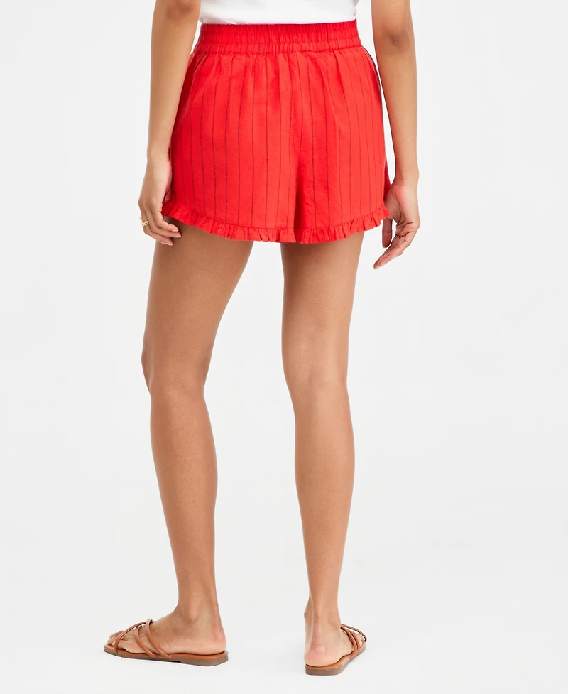 On 34th Women's Linen Blend Ruffled-Hem Pull-On Shorts, Macy's Exclusive