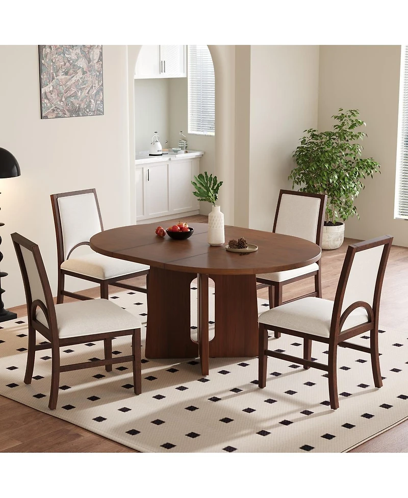 Streamdale Furniture Solid Wood Extendable Dining Set for 4