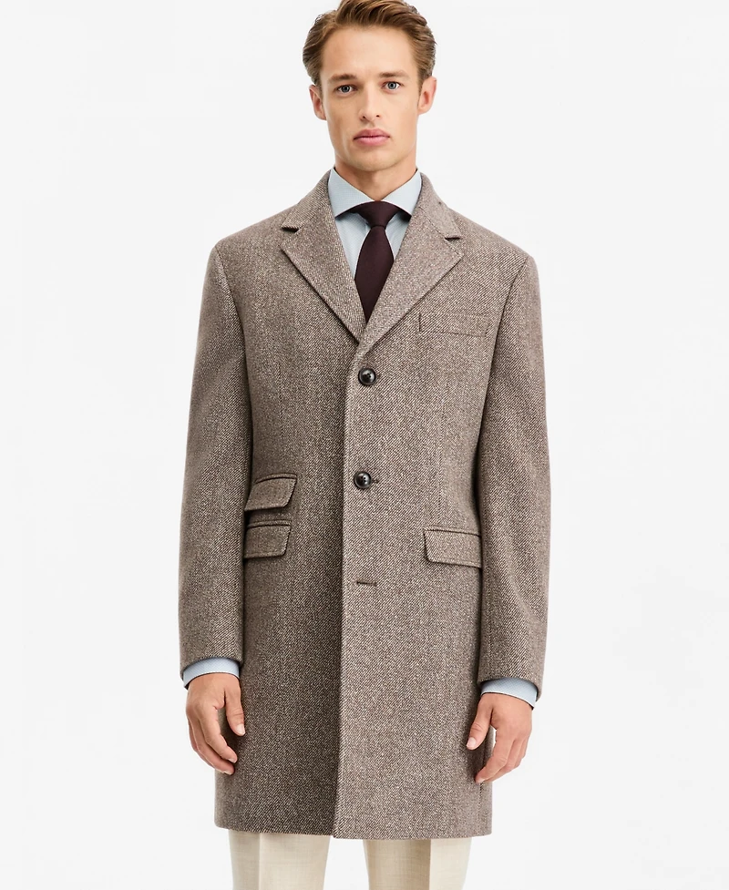 Ted by Baker Men's Modern-Fit Peerless Taupe Mix Melange Overcoats