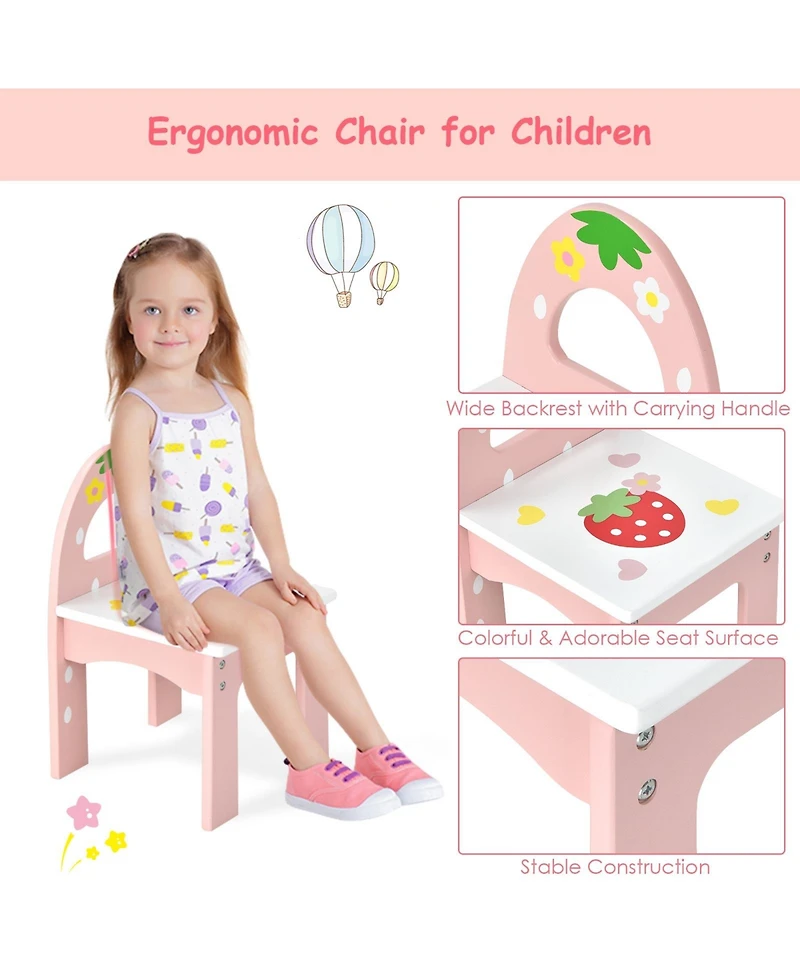 Gouun Kids Tri-Fold Mirror Vanity Table and Chair Set with 3 Drawers