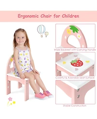 Gouun Kids Tri-Fold Mirror Vanity Table and Chair Set with 3 Drawers