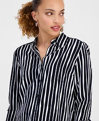 I.n.c. International Concepts Petite Striped Button-Up Shirt, Macy's Exclusive
