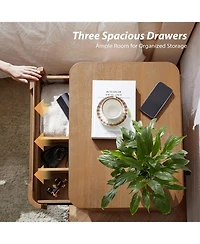 Hulala Home Waynesville Modern 25''W 3-Drawer End Table with Hidden Storage Compartment