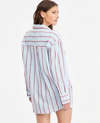 On 34th Women's Linen-Blend Relaxed Oversized Button-Down Shirt, Macy's Exclusive