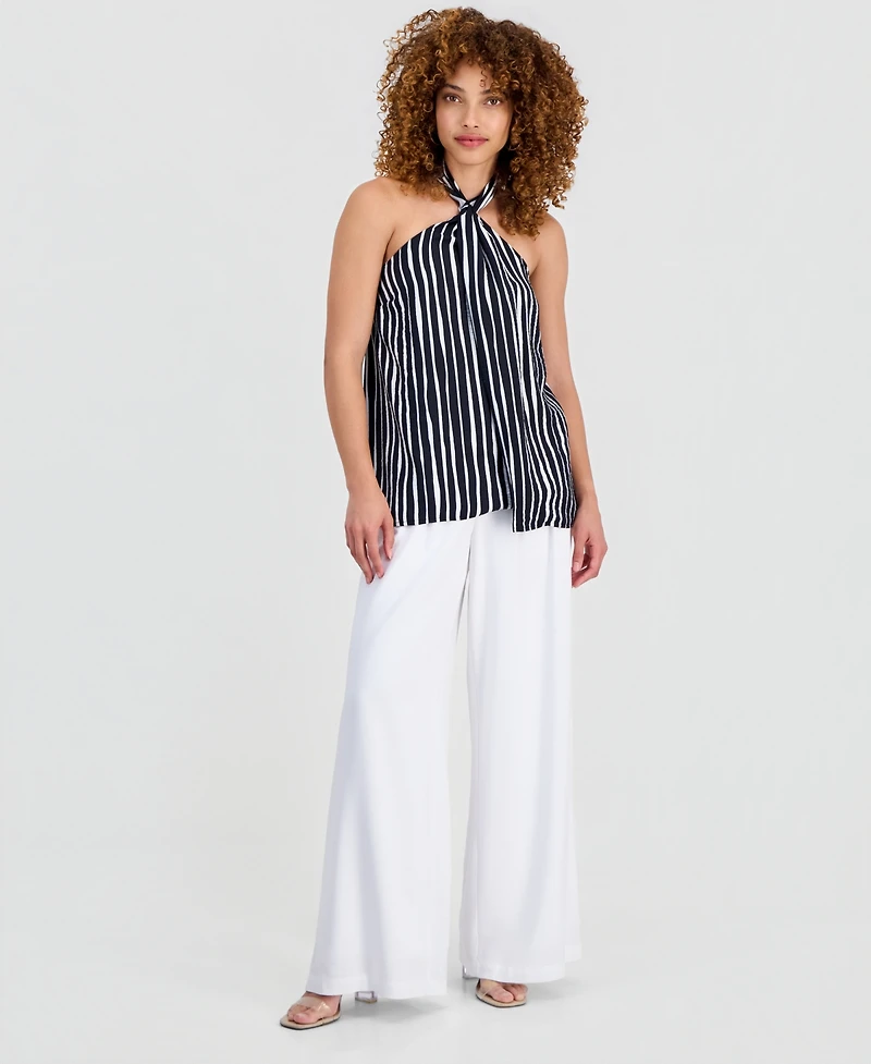 I.n.c. International Concepts Petite Striped Halter-Neck Sleeveless Top, Macy's Exclusive