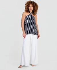 I.n.c. International Concepts Petite Striped Halter-Neck Sleeveless Top, Macy's Exclusive