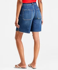 On 34th Women's High Rise A-line Denim Utility Bermuda Shorts, Macy's Exclusive
