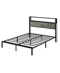 Lucky One Full Size Bed Frame with Headboard, Rgb Led Light and Charging Station