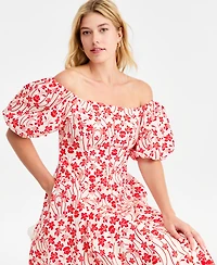 On 34th Women's Off-The-Shoulder Puff-Sleeve Midi Dress, Exclusively at Macy's