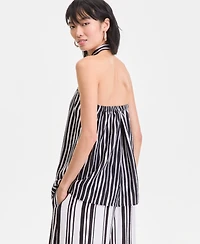 I.n.c. International Concepts Women's Striped Twist Front Halter Top Macy's Exclusive