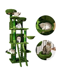 6thdruple 70.87" Multi-Level Cat House Tree, Gray Large Tower with Condos, Hammock, Perches, Sisal Scratching