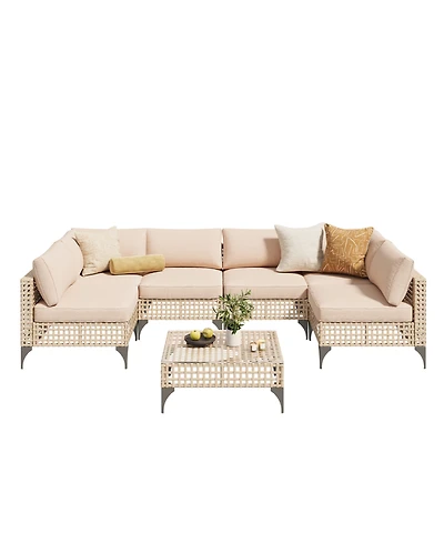 Aecojoy 7-Piece Patio Outdoor Furniture Set, Boho Sectional Set