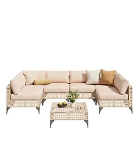 Aecojoy 7-Piece Patio Outdoor Furniture Set, Boho Sectional Set