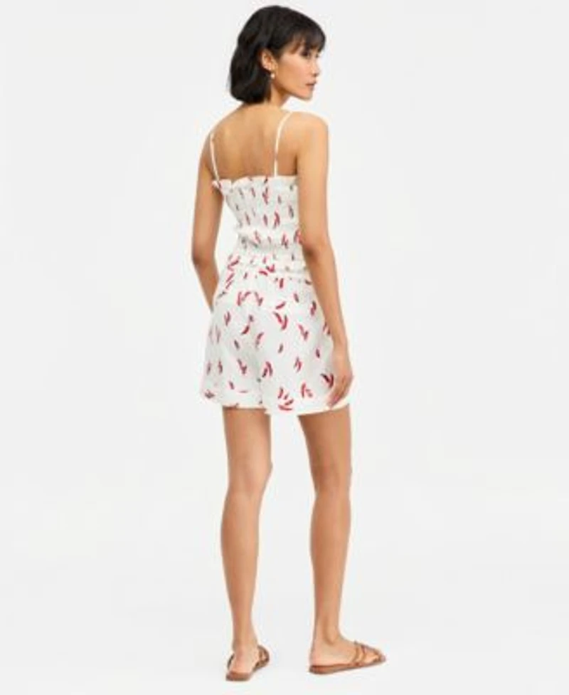 On 34th Womens Printed Smocked Tank Printed Pleated Shorts Macys Exclusive
