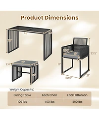 Gouun 5-Piece Outdoor Wicker Conversation Set with Chairs, Ottomans, and Table