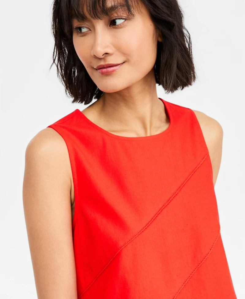 On 34th Women's Linen-Blend Diagonal Seam Midi Dress, Macy's Exclusive