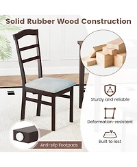 Gouun Farmhouse Linen Upholstered Dining Chairs Set of 2, Rubber Wood Frame