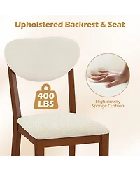 Gouun Sherpa Fleece Dining Chairs Set of 4 with Rubber Wood Legs and Tilt Backrest