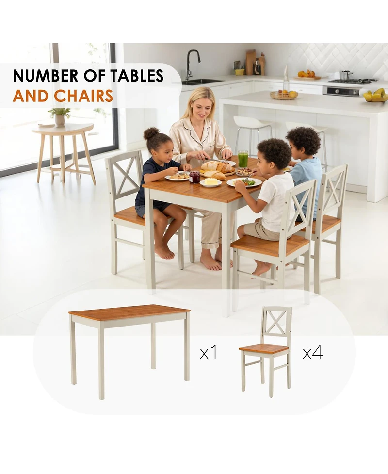 Streamdale Furniture 5-Piece Solid Rubberwood Kitchen Dining Sets