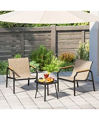 Sugift 3 Piece Outdoor Chair Set with Breathable Fabric Seat and Armrest