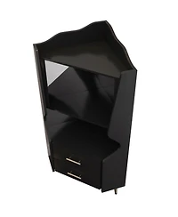 Flynama Wooden Corner Bar Cabinet with Mirrored Back and 2 Drawers