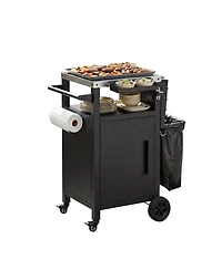 Flynama" Outdoor Grill Cart with Drop Leaf, Stainless Steel Top and Waterproof Cover