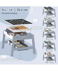 Gouun 5-in-1 Toddler Table and 2 Chairs with Reversible Chalkboard Whiteboard