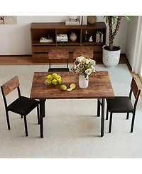 Gouun Industrial 5-Piece Dining Set with Pu Leather Upholstered Chairs